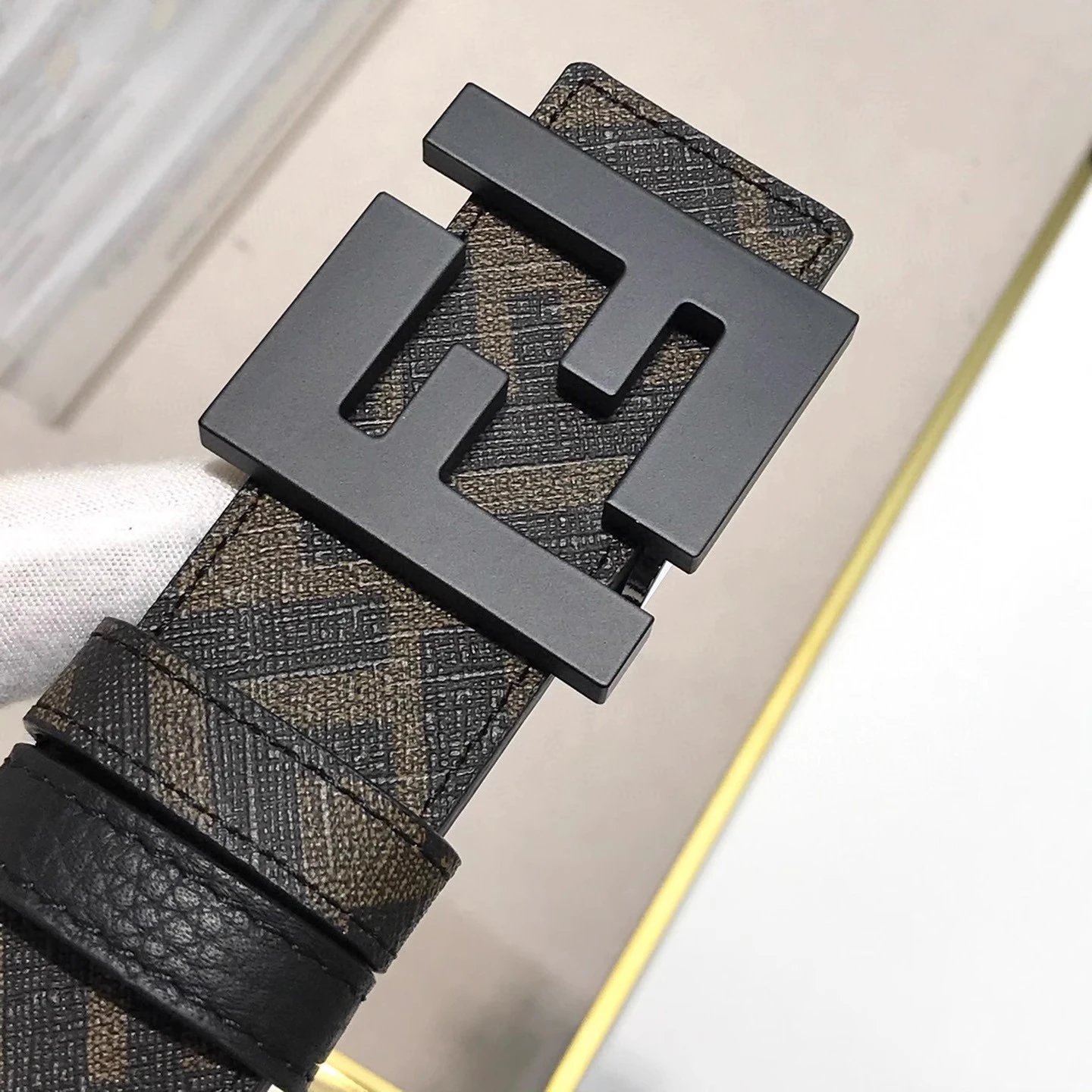 Fendi FF Logo Buckle Leather Belt Black - 15