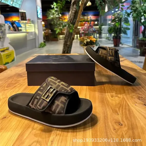 Fendi FF Logo Slide Sandals Multicolor Slippers - 5