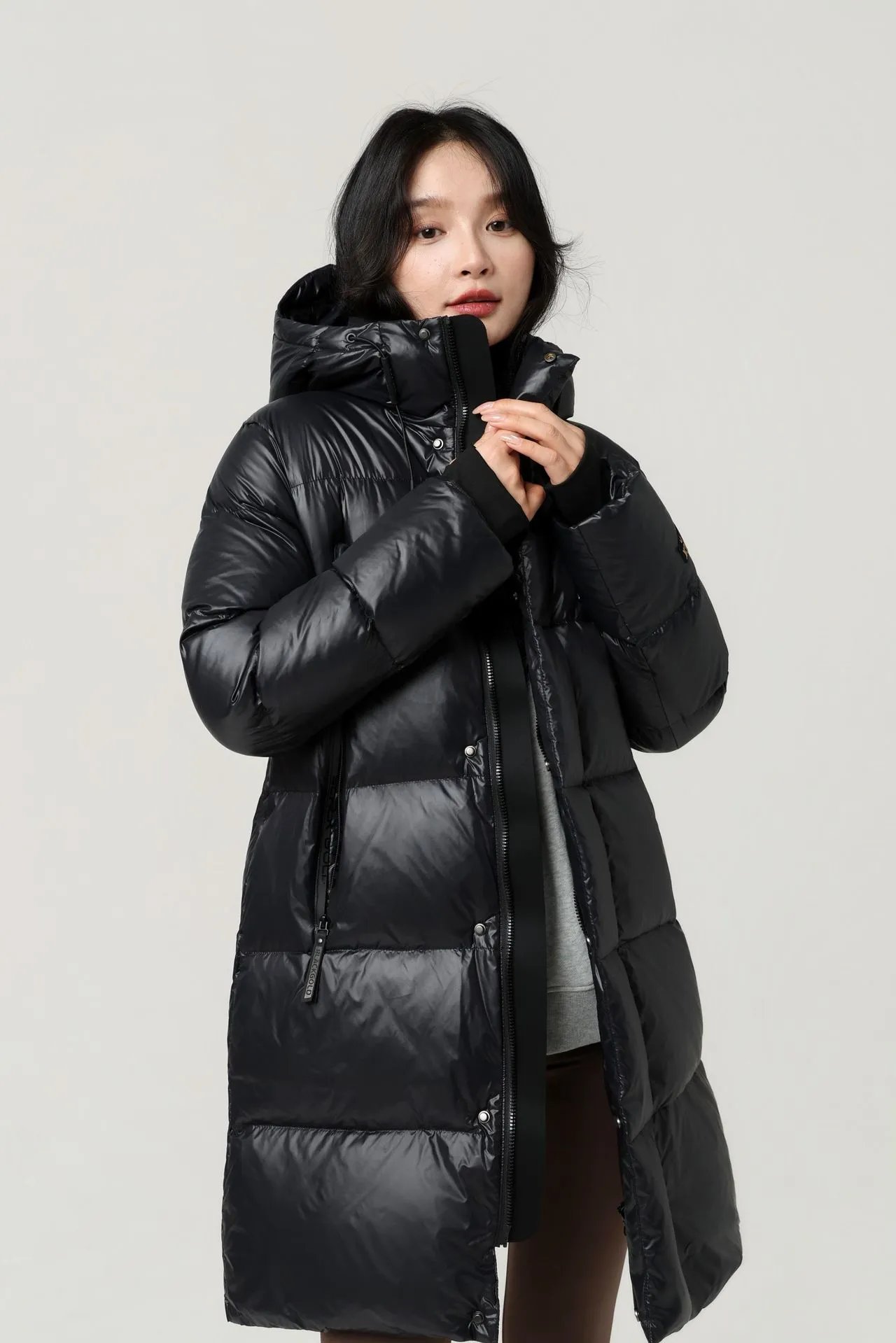 Moncler Genius Down Jacket Black Glossy Long Parka - 7