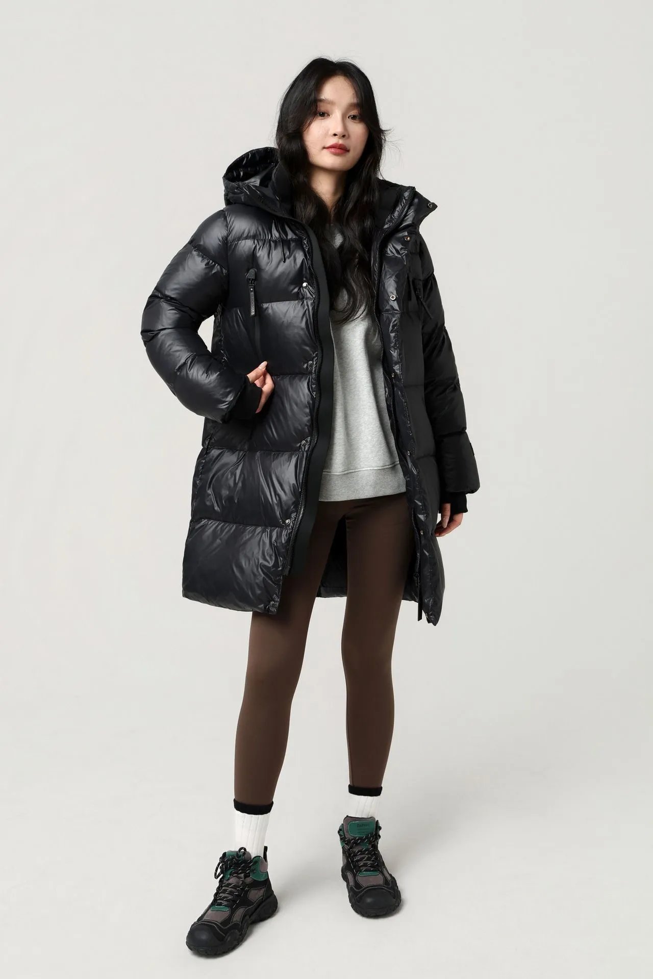Moncler Genius Down Jacket Black Glossy Long Parka - 17