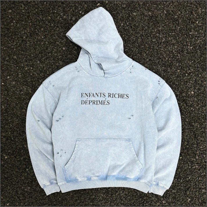 Enfants Riches Déprimés Distressed Acid Wash Hoodie