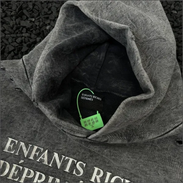 Design e.r.d Graphic Distressed Hoodie Brown - 11