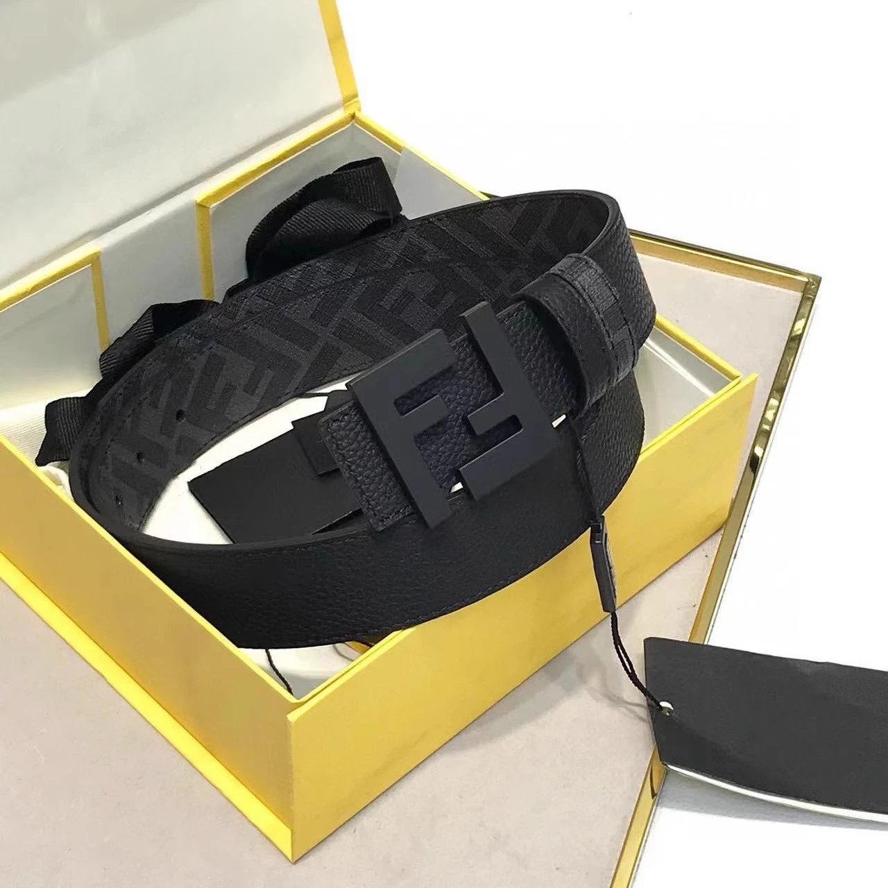 Fendi FF Logo Buckle Leather Belt Black - 3