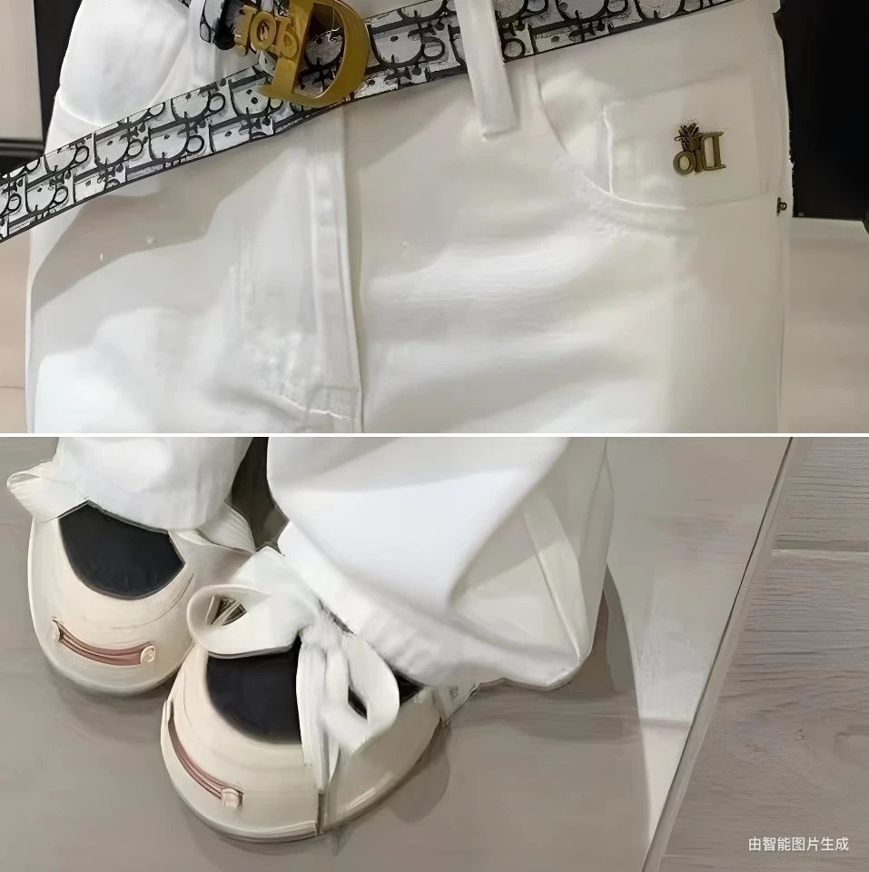 Dior Oblique Print Wide-Leg Jeans White - 7