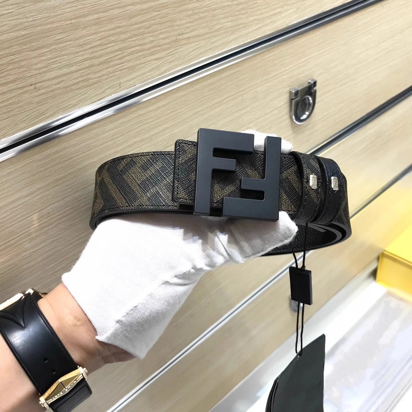 Fendi FF Logo Buckle Leather Belt Black - 12