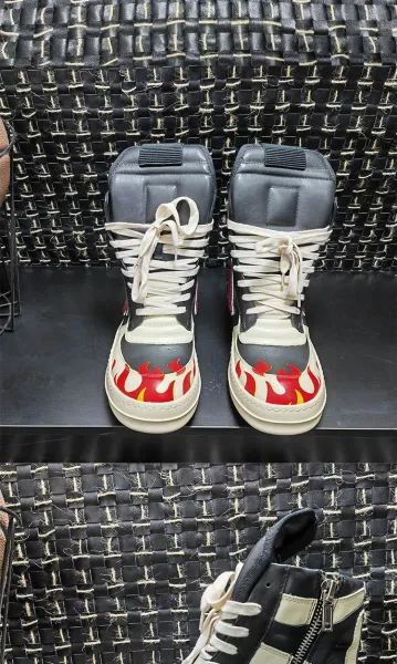 Design Flame Print High-Top Sneakers - 9