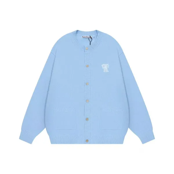 Acne Studios Bow Embroidery Cardigan Light Blue Outerwear.cardigan - 1