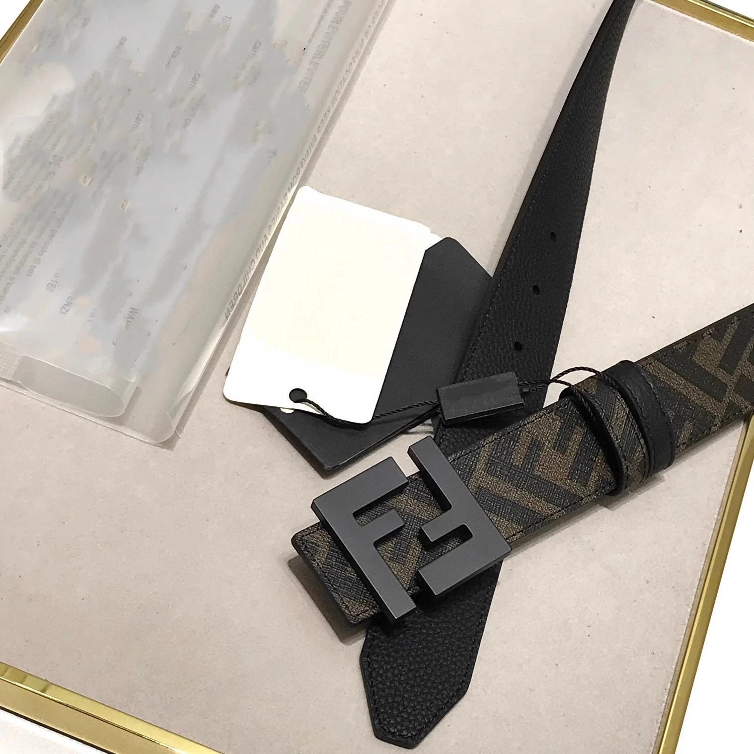 Fendi FF Logo Buckle Leather Belt Black - 14