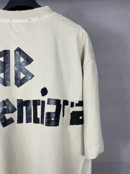 Balenciaga Logo Print Oversized T-Shirt Beige - 16