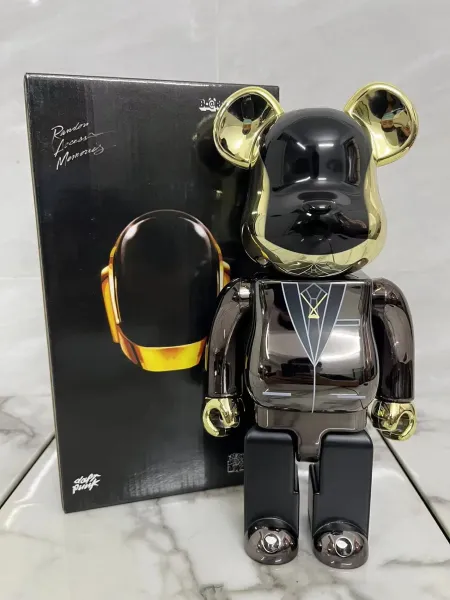 Medicom Toy x Daft Punk Bearbrick 1000% Random Access Memories Black Gold Collectible Figure Accessories - 1