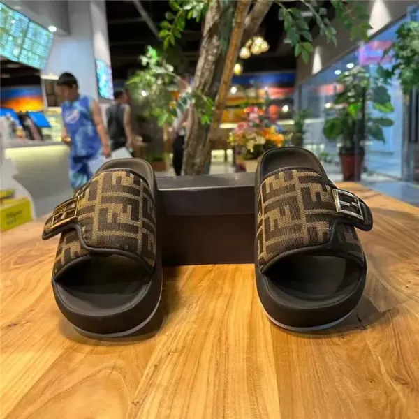 Fendi FF Logo Slide Sandals Multicolor Slippers - 8