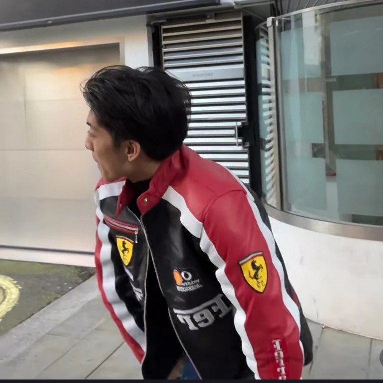 Ferrari Racing Jacket Red Black White Leather Jacket - 1
