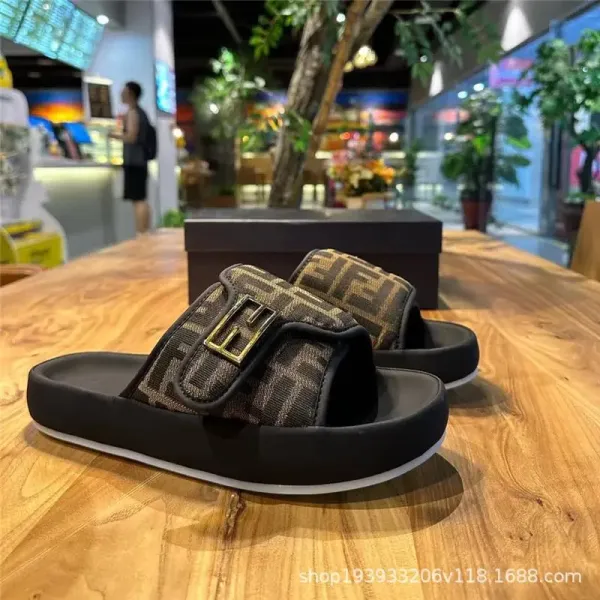 Fendi FF Logo Slide Sandals Multicolor Slippers - 2