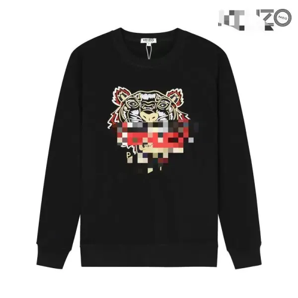 Kenzo Tiger Pixelated Face Black Sweatshirt Hoodie - 1