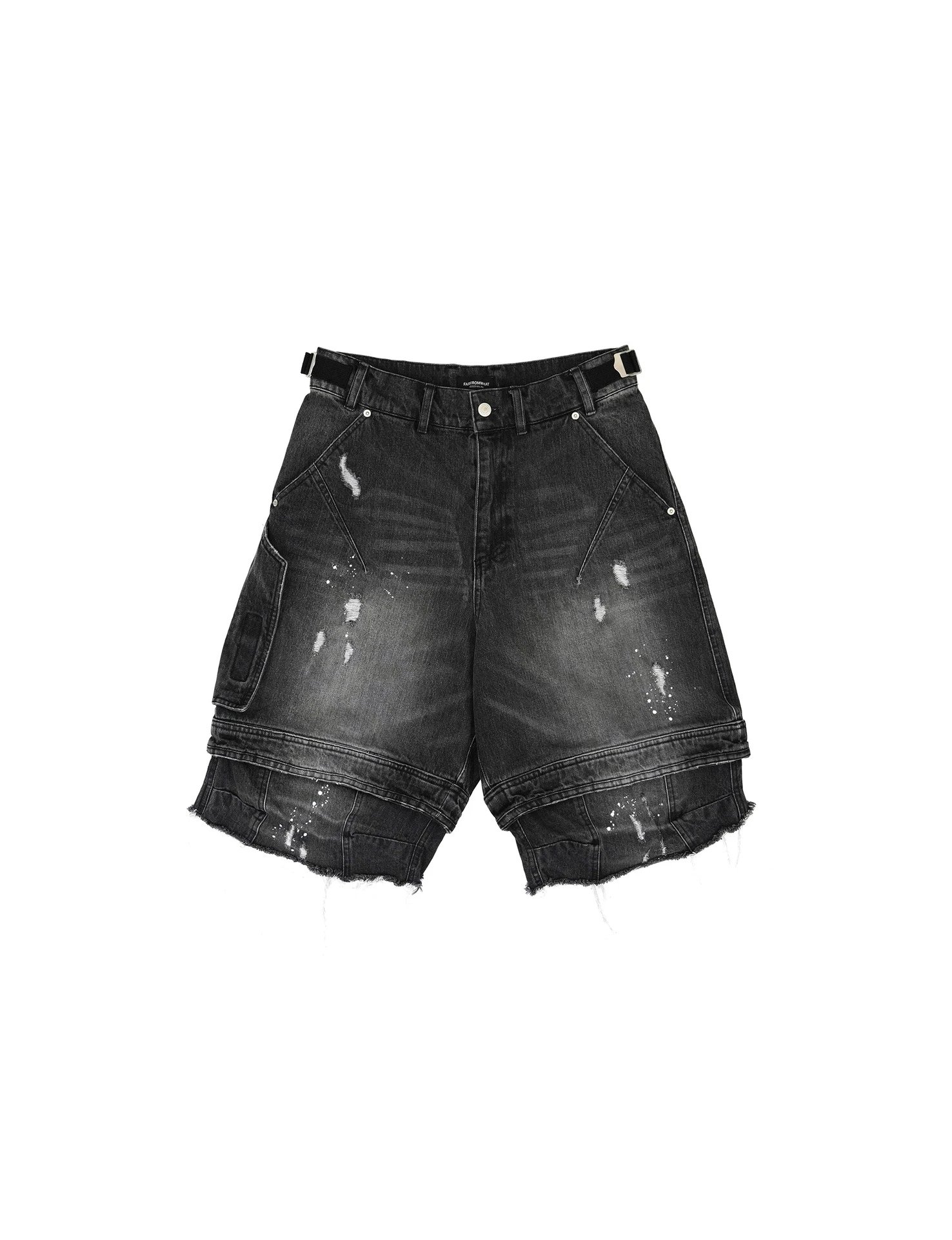 Design Cargo Denim Jeans Light Wash Distressed Cuffed Jeans - 10