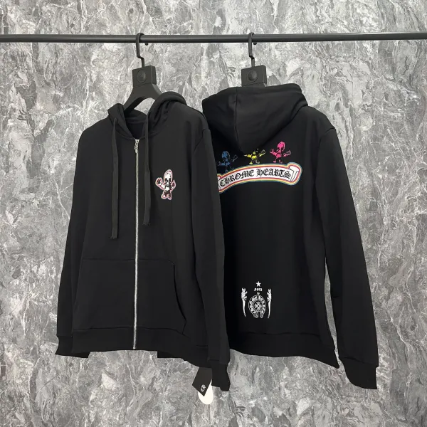 Chrome Hearts Triple Cross Zip-Up Hoodie Black - 16