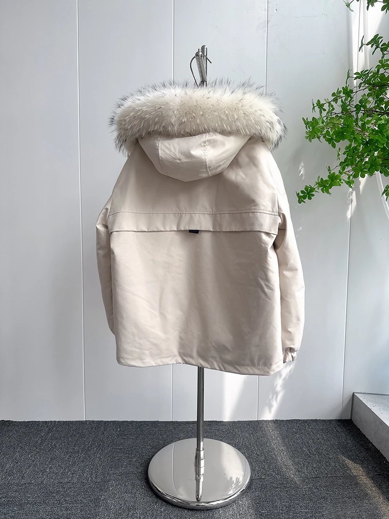 Design Parka Jacket with Faux Fur Hood in Pink - 20