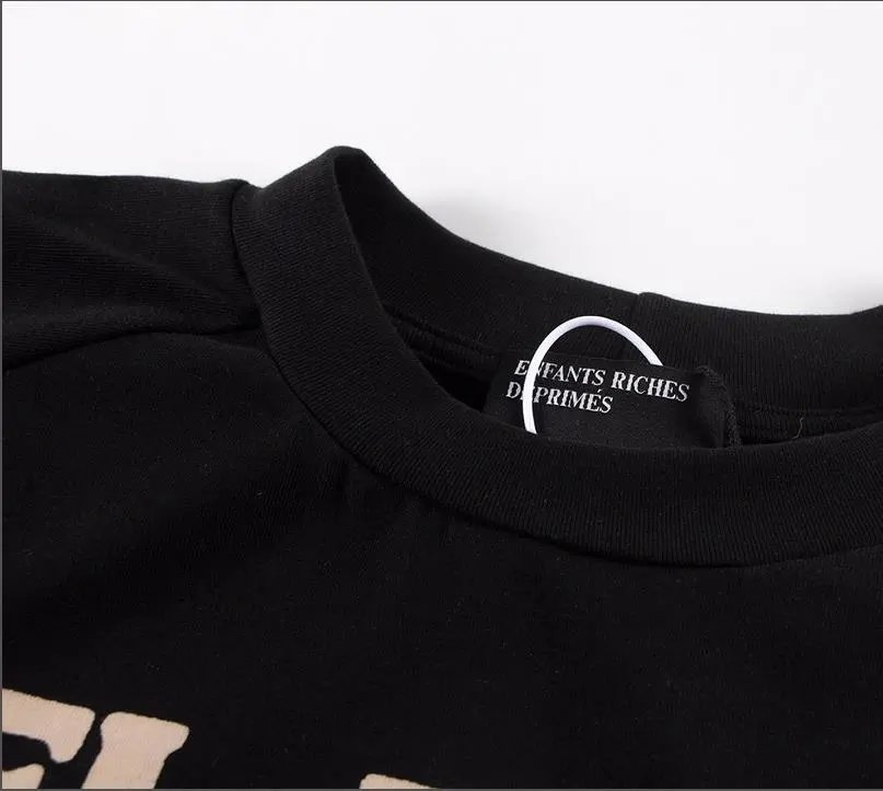 Design Graphic Print Hebrew Text Black Cropped T-Shirt - 17