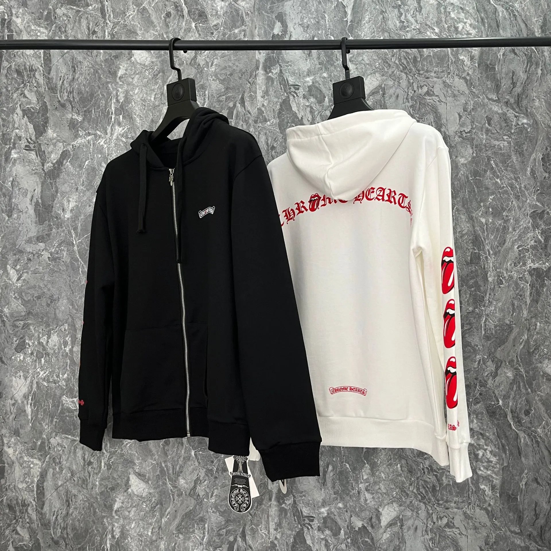 Chrome Hearts x The Rolling Stones Logo Hoodie White - 2