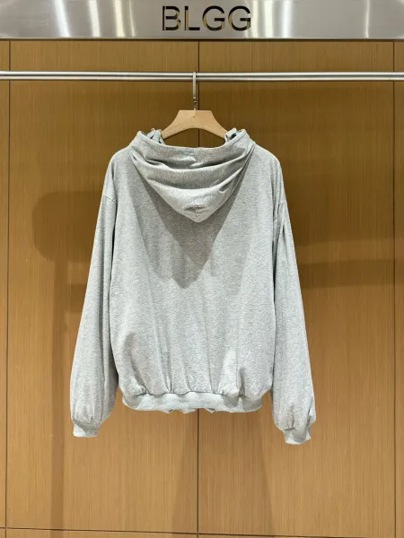 Design Distressed Mesh Hoodie and Academy Logo Hoodie Gray Set - 12