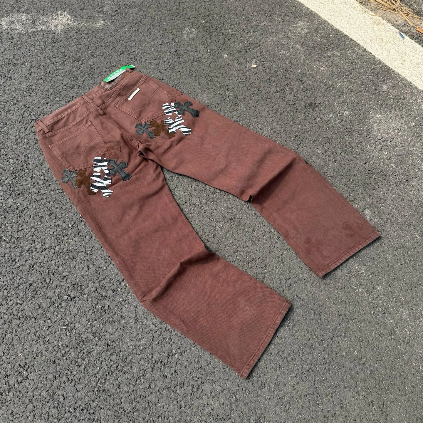 Chrome Hearts Cross Patch Brown Straight-Leg Jeans - 5