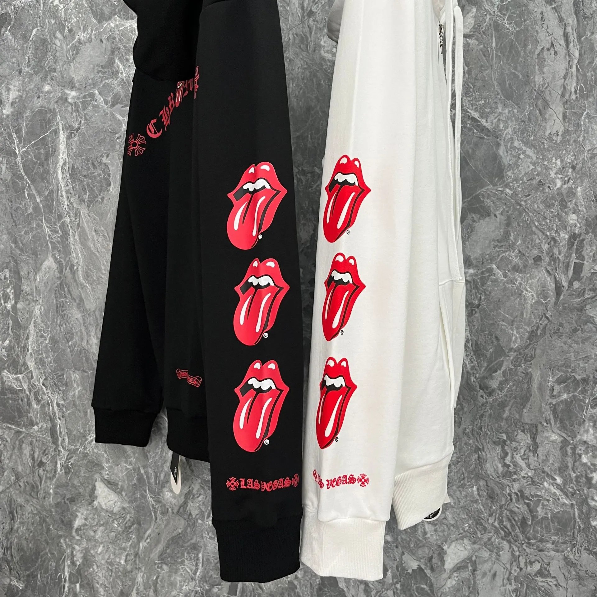 Chrome Hearts x The Rolling Stones Logo Hoodie White - 3