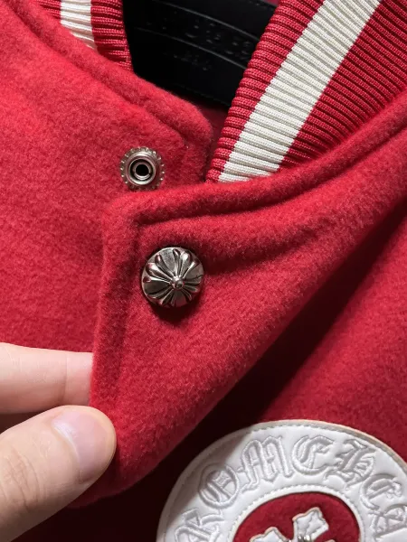 Chrome Hearts Varsity Jacket Black with Cross Embroidery and Silver Studs - 8