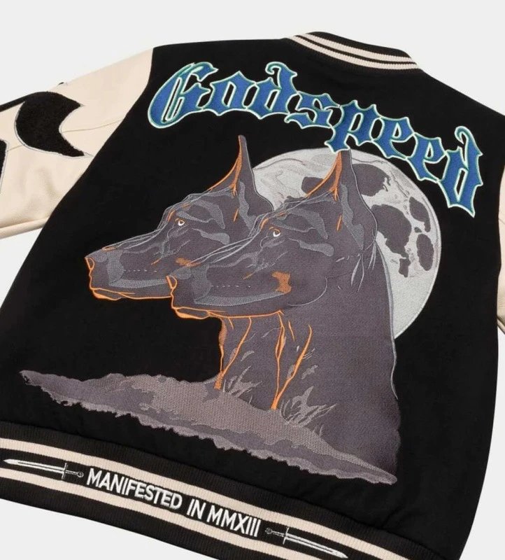 Godspeed Doberman Varsity Jacket Black Beige Outerwear.jacket - 8