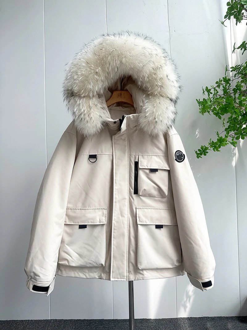 Design Parka Jacket with Faux Fur Hood in Pink - 19