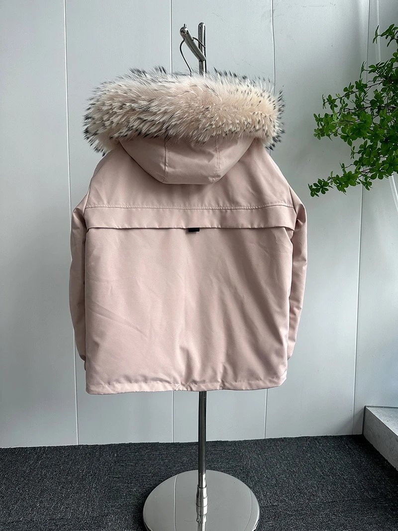 Design Parka Jacket with Faux Fur Hood in Pink - 15