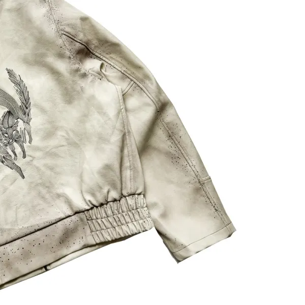 Enfants Riches Déprimés Paint-Splatter Leather Jacket Beige Outerwear - 27