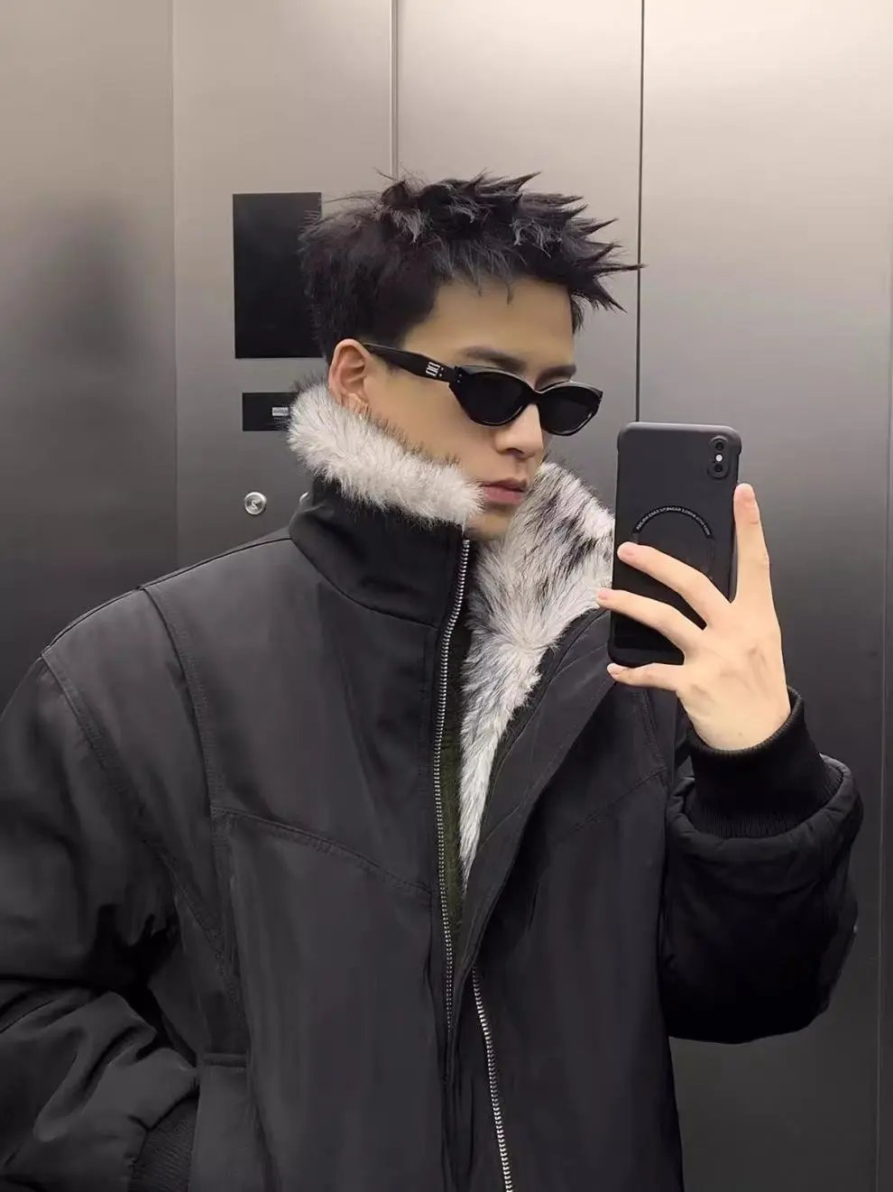 Design Olive Green Faux Fur Collar Bomber Jacket Outerwear.jacket - 11