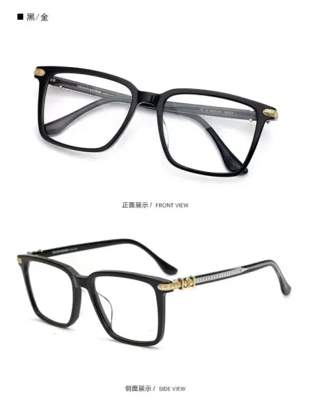 Design Amber Acetate Optical Glasses with Gold-tone Chain Detail Eyewear - 19
