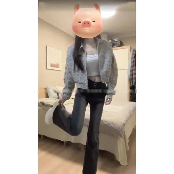 Design Cropped Knit Cardigan Gray + White Crop Top + Black Flared Jeans - 7