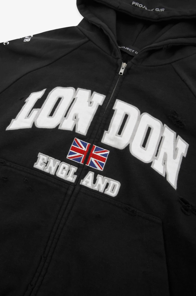 Design Project GIN London England Hoodie Black Hoodie - 9
