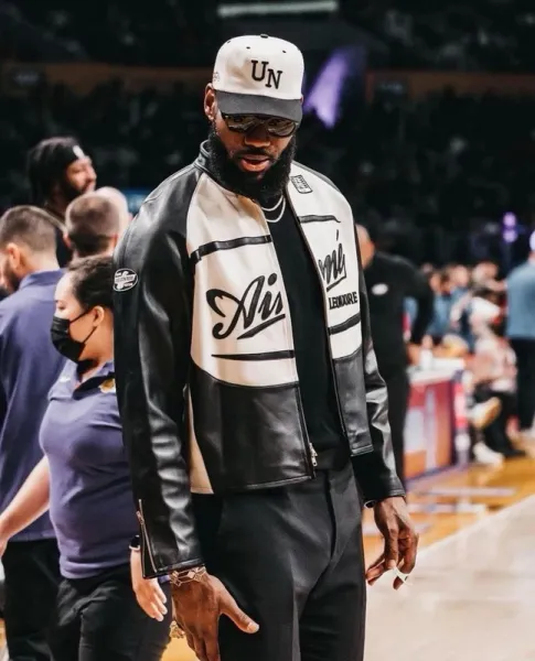 Aimé Leon Dore Leather Racing Jacket Black and White - 23