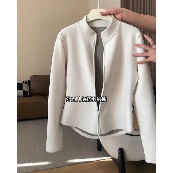 Design Fleece Jacket White Outerwear - 1