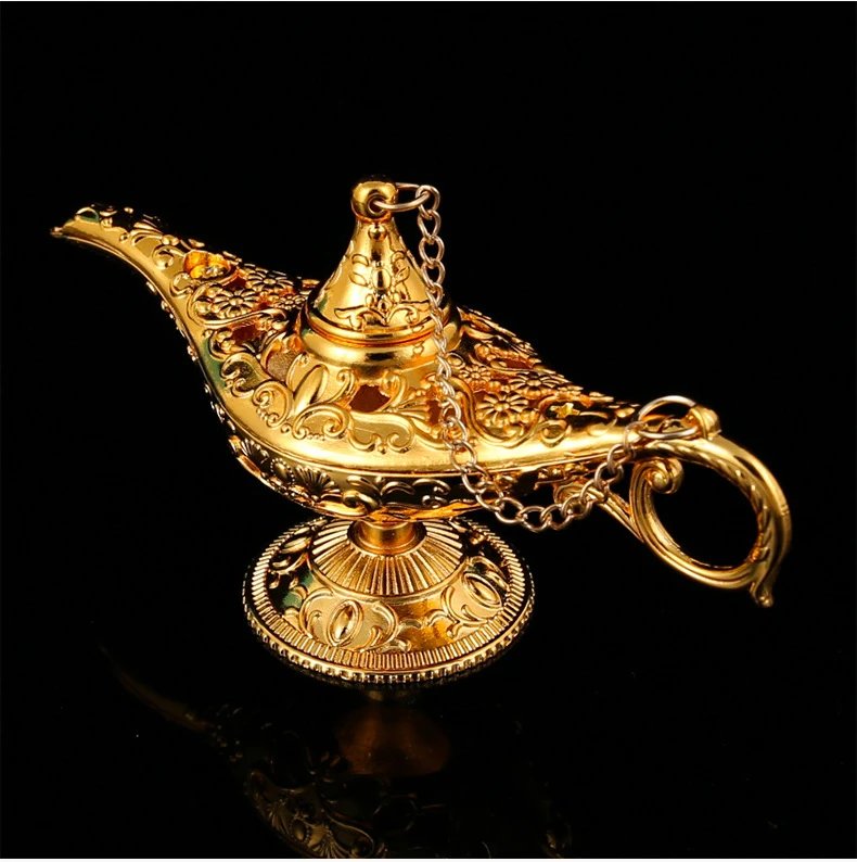 Design Aladdin's Magic Lamp Ornament Gold Green Enamel Decorative Figurine Accessories - 10