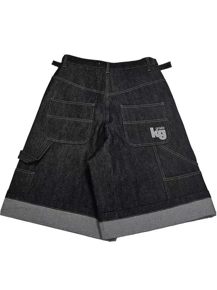 Grailz Cargo Denim Shorts Black