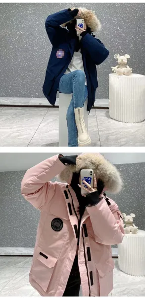 Canada Goose Parka Sky Blue with Real Wolf Fur Trim Hood Down Jacket - 26
