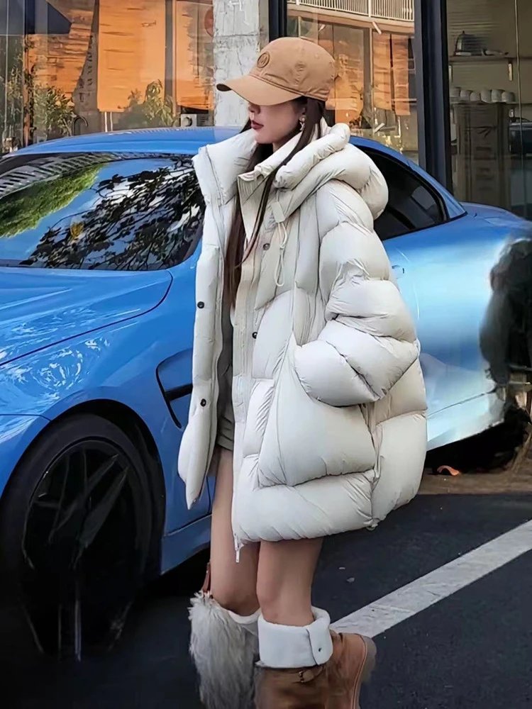 Chanel Logo Cap + Oversized Puffer Coat in Burgundy Down Jacket - 8