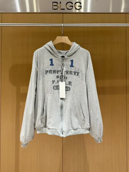 Design Distressed Mesh Hoodie and Academy Logo Hoodie Gray Set - 11