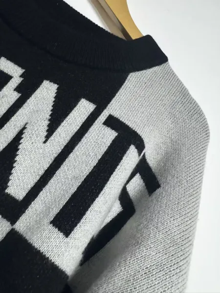 Design Oversized Ribbed Crewneck Sweater Black - 6