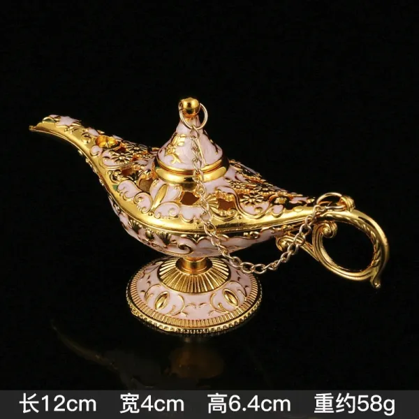 Design Aladdin's Magic Lamp Ornament Pink and Gold Decorative Figurine Accessories - 1