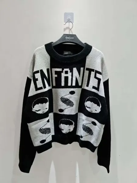 Design Oversized Ribbed Crewneck Sweater Black - 3