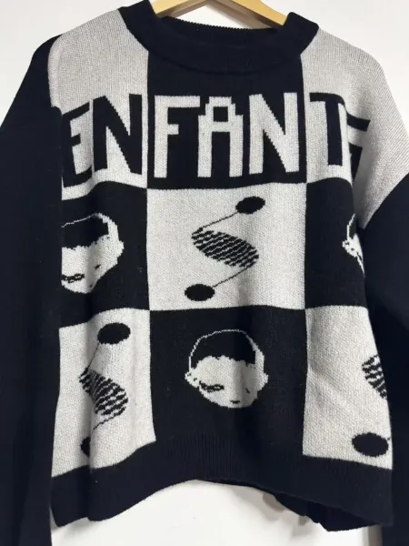 Design Oversized Ribbed Crewneck Sweater Black - 4