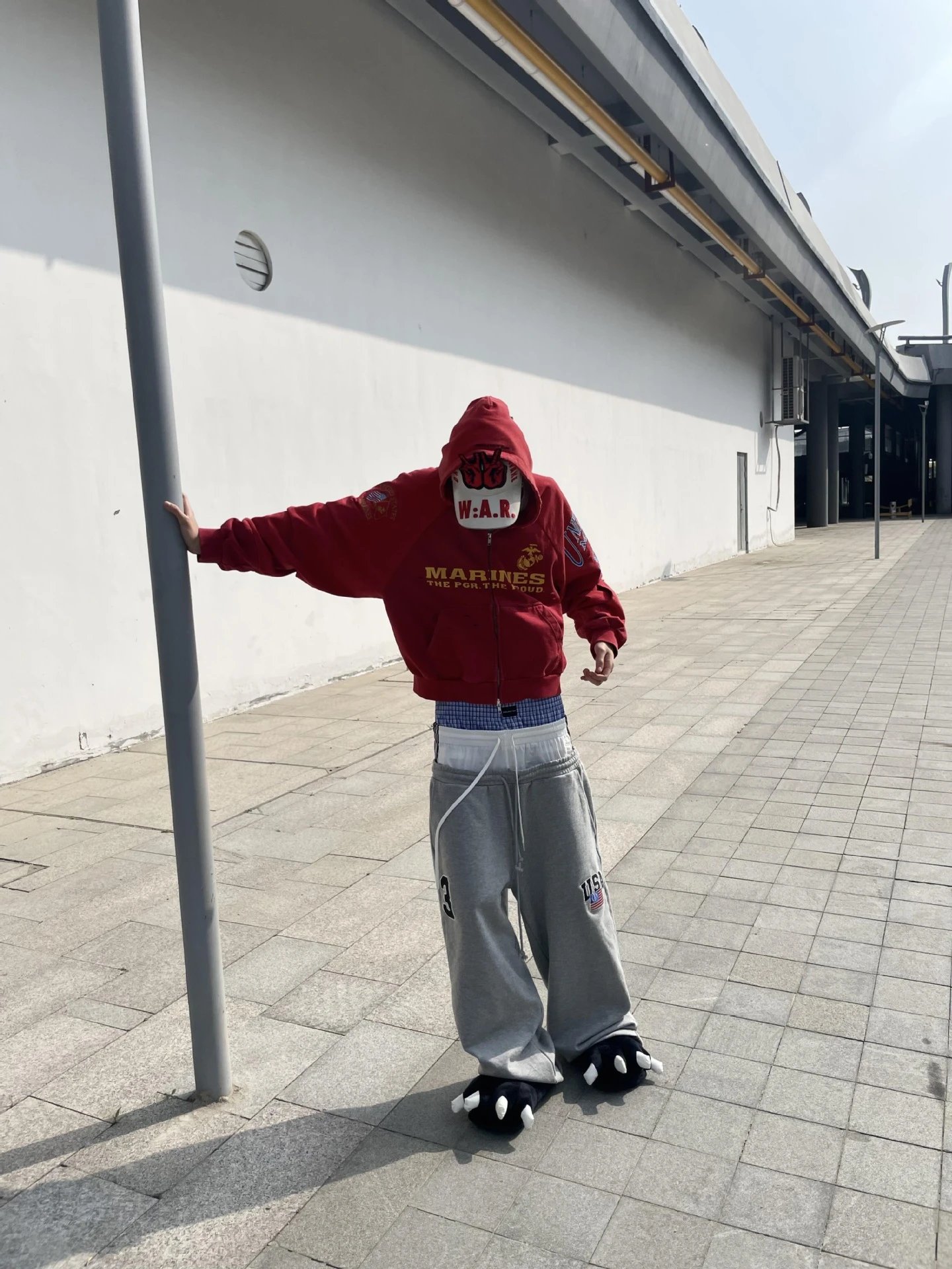 Design Marines x Unknown Brand Cropped Zip-Up Hoodie Red Hoodie - 11