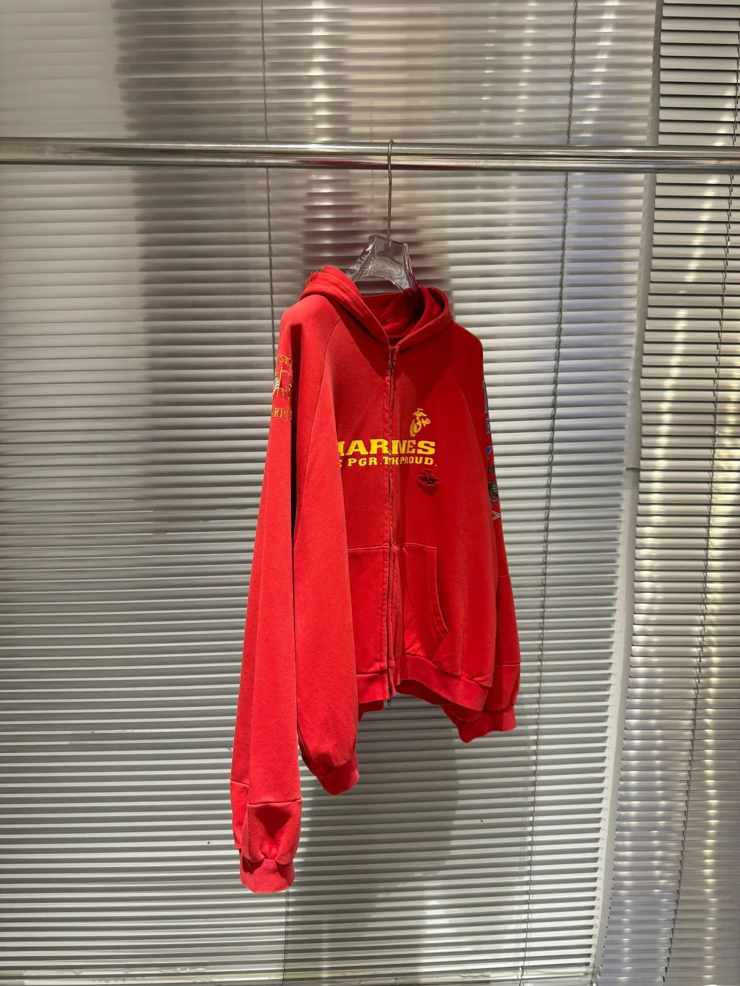 Design Marines x Unknown Brand Cropped Zip-Up Hoodie Red Hoodie - 27