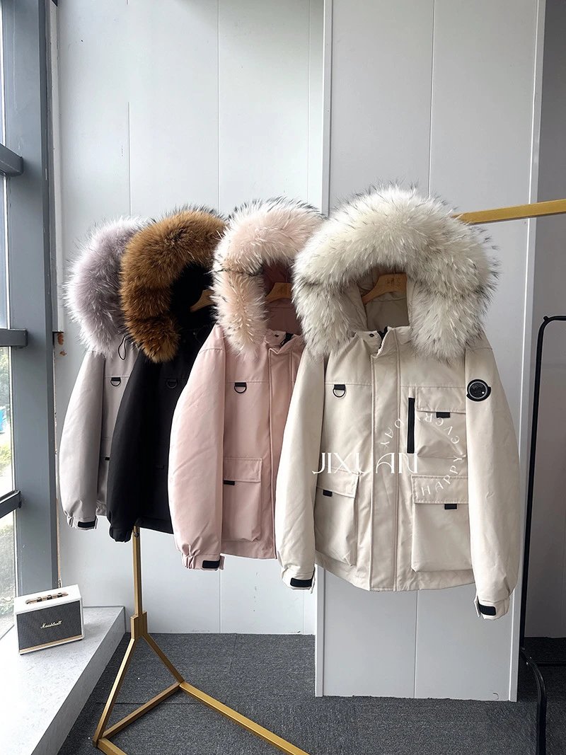 Design Parka Jacket with Faux Fur Hood in Pink - 10