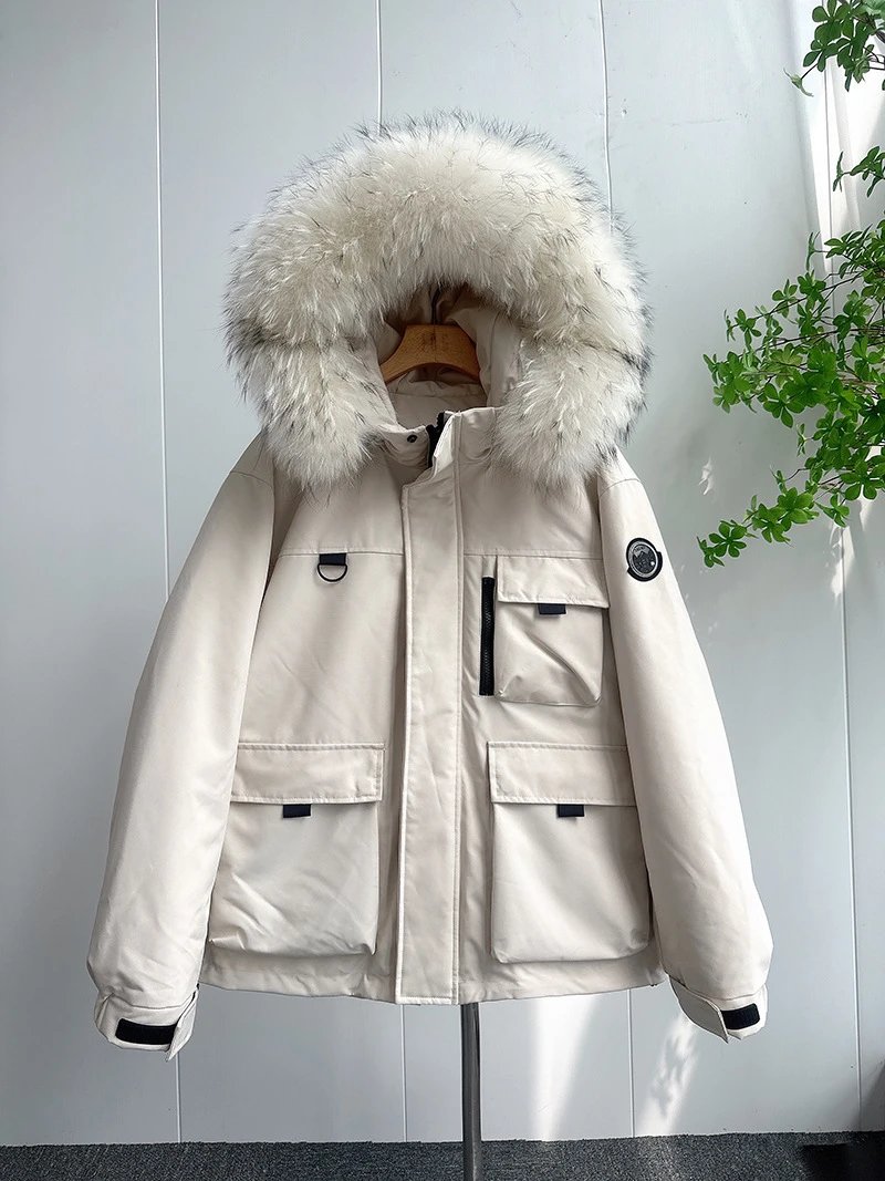 Design Parka Jacket with Faux Fur Hood in Pink - 18